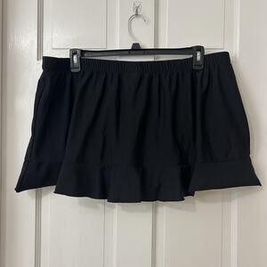 Ruffle‎ Swim Skirt With Briefs Aqua Green® Black Size: 24W / 26W Plus
